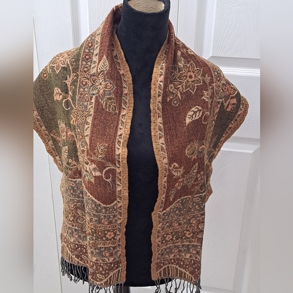 Kandahar 100% Woven Merino Wool Scarf With Fringe    Size 11"×54" - Picture 2 of 10